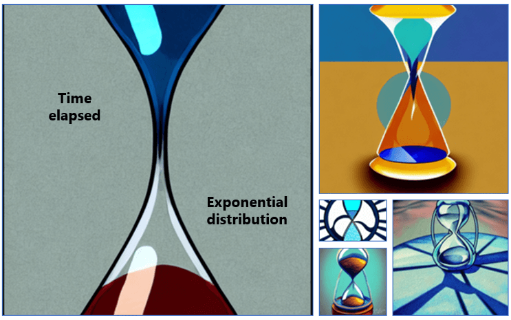 Hourglasses: the exponential distribution is primarily used to model elapsed time.